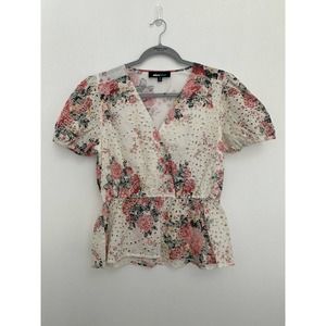 Alice Blue Floral Lace Blouse Women’s Size Medium Boho Cottage core Coastal